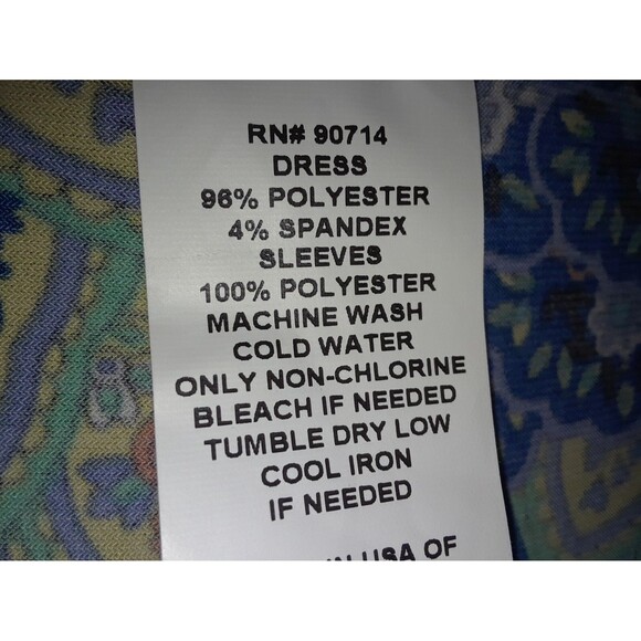 Boho Women's Dress Size Large Multicolored Peacock Stretch Split Flare Sleeve - Picture 9 of 9